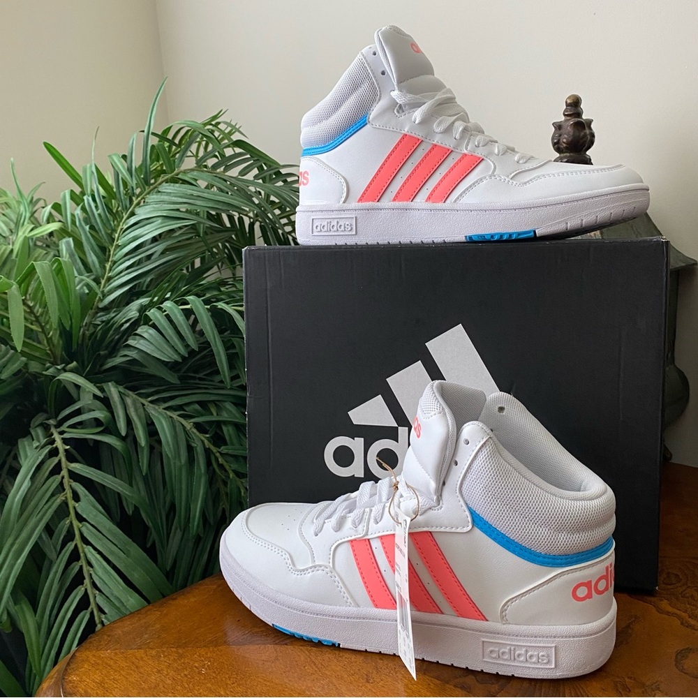 Adidas Hoops Mid 3.0 K White Pink Basketball Sneakers